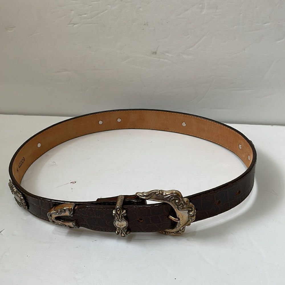 VINTAGE BRIGHTON‎ BELT IN BROWN LEATHER WITH SILVER MEDALLIONS